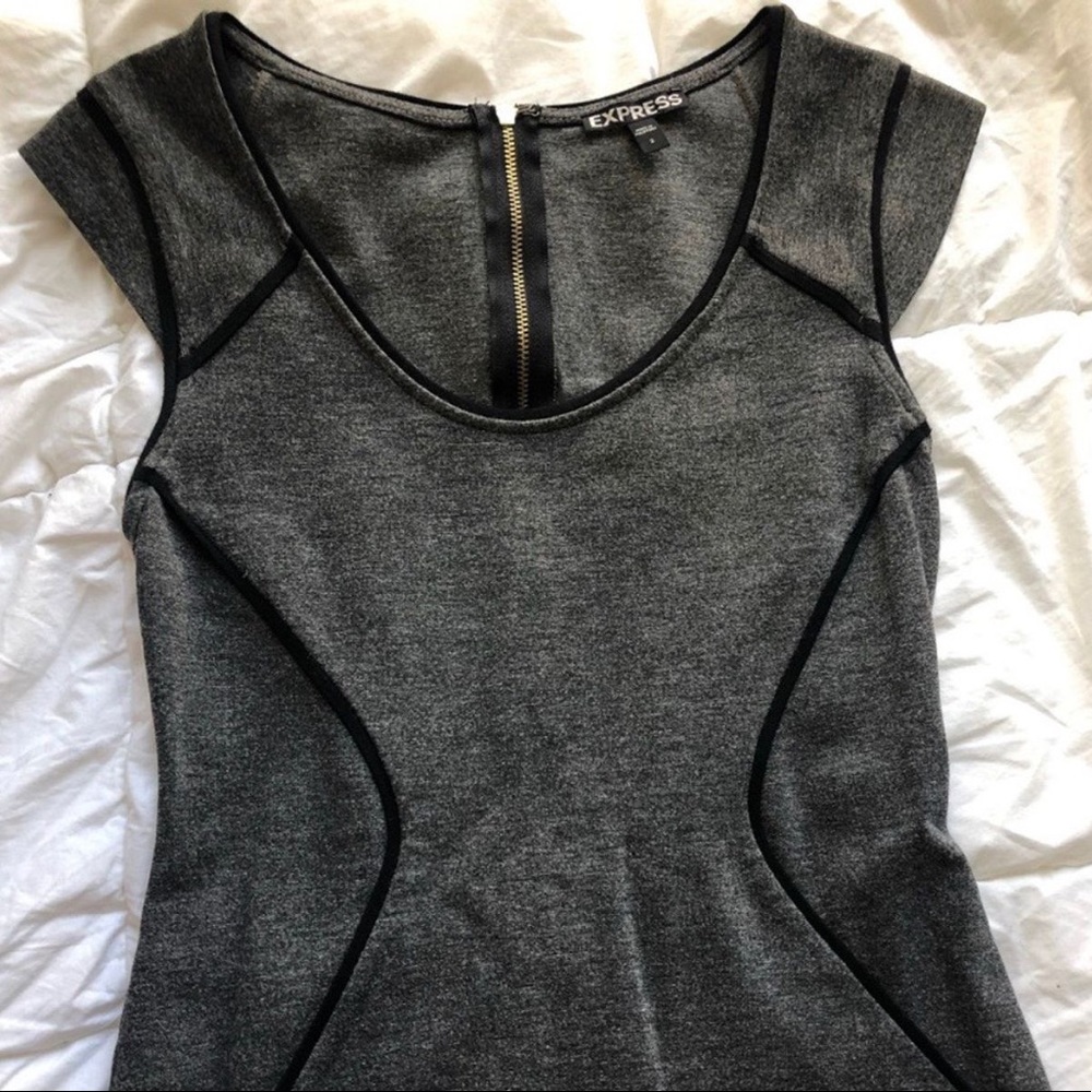 Grey and black express work dress